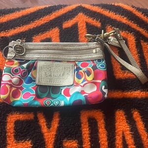 Coach Multicolor Wristlet with Gold Details